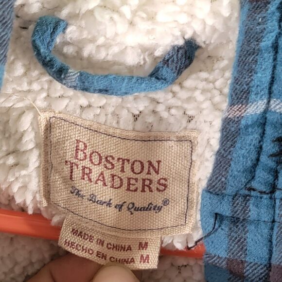 Women's Boston Traders Sherpa Lined Flannel Hooded Botton-up Jacket Size Medium - Picture 6 of 11